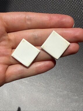 White Square Ceramic Stud Earrings - Minimal Women’s Jewelry